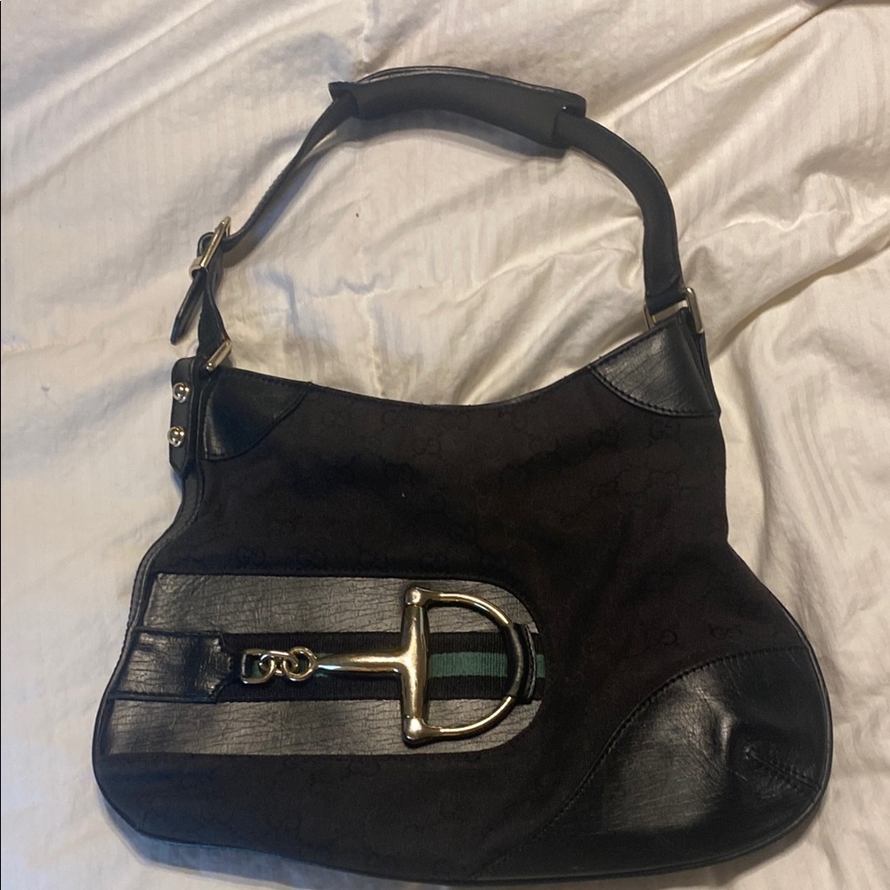 Gucci Black Shoulder Bag with Crescent Shape